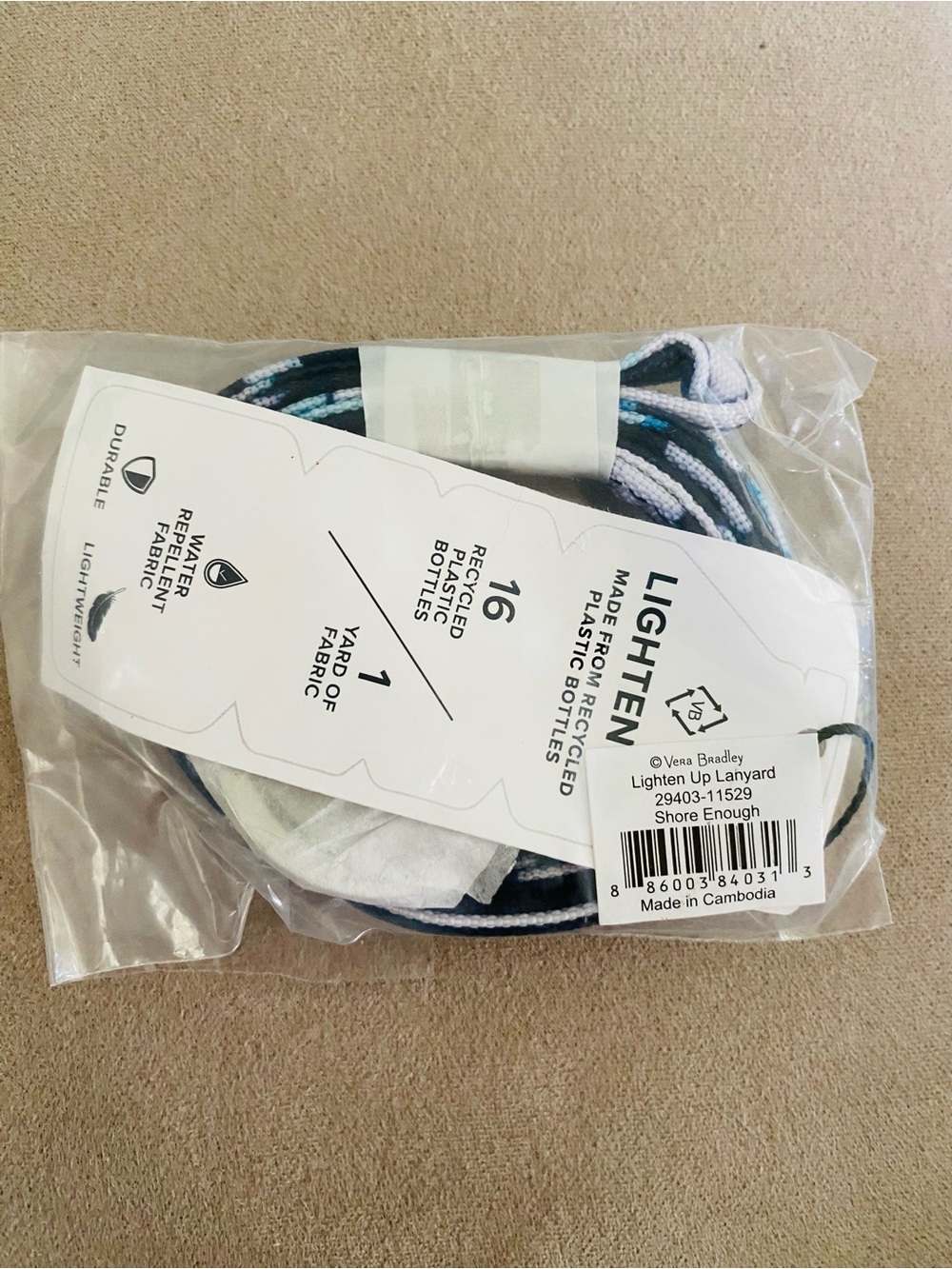 Vera Bradley Lighten Up Lanyard NWT “Shore Enough”